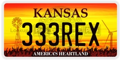 333REX  license plate in KS