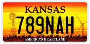 789NAH license plate in Kansas