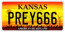 PREY666  license plate in KS