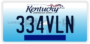 334VLN license plate in Kentucky