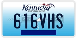 616VHS  license plate in KY
