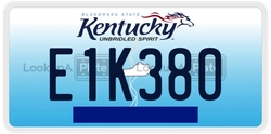 E1K380  license plate in KY
