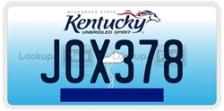 J0X378  license plate in KY