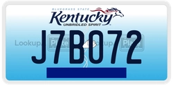 J7B072  license plate in KY
