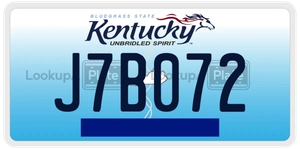 J7B072 license plate in Kentucky