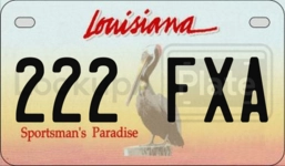 222FXA license plate in Louisiana