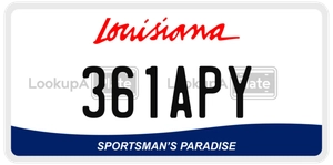 361APY license plate in Louisiana