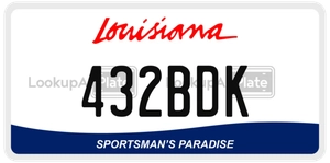 432BDK license plate in Louisiana