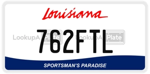 762FTL license plate in Louisiana