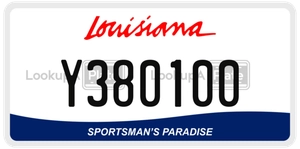 Y380100 license plate in Louisiana
