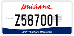 Z587001  license plate in LA
