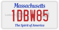 1DBW85  license plate in MA