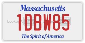 1DBW85 license plate in Massachusetts