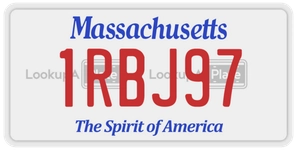 1RBJ97 license plate in Massachusetts
