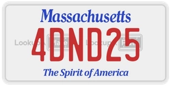 4DND25  license plate in MA