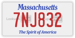 7NJ832  license plate in MA