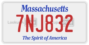 7NJ832 license plate in Massachusetts