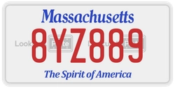 8YZ889  license plate in MA