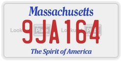 9JA164  license plate in MA