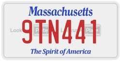 9TN441  license plate in MA