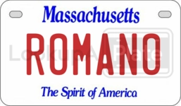 ROMANO license plate in Massachusetts