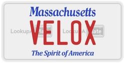 VELOX  license plate in MA