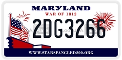 2DG3266  license plate in MD