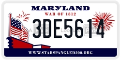 3DE5614  license plate in MD