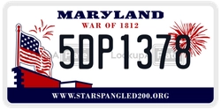 5DP1378  license plate in MD