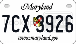 7CX3926 license plate in Maryland