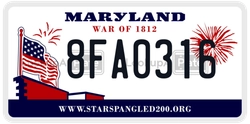 8FA0316  license plate in MD