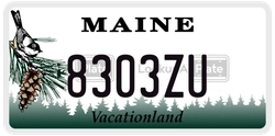 8303ZU  license plate in ME