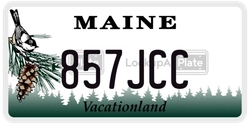 857JCC  license plate in ME