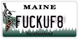 FUCKUF8 license plate in Maine