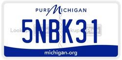 5NBK31  license plate in MI