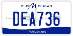 DEA736  license plate in MI