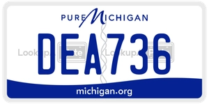 DEA736 license plate in Michigan