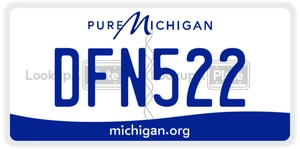 DFN522 license plate in Michigan