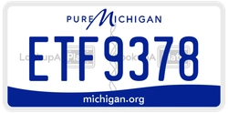 ETF9378  license plate in MI