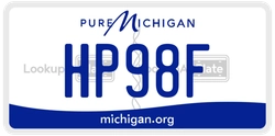 HP98F  license plate in MI