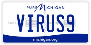 VIRUS9 license plate in Michigan