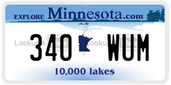 340WUM  license plate in MN