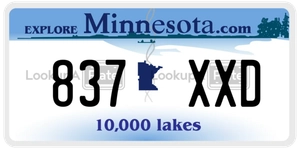 837XXD license plate in Minnesota