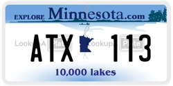 ATX113  license plate in MN