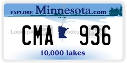 CMA936  license plate in MN