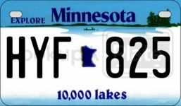 HYF825 license plate in Minnesota