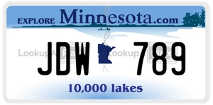 JDW789 license plate in Minnesota