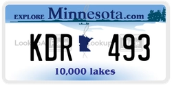 KDR493  license plate in MN