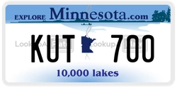 KUT700  license plate in MN