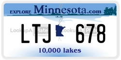LTJ678  license plate in MN